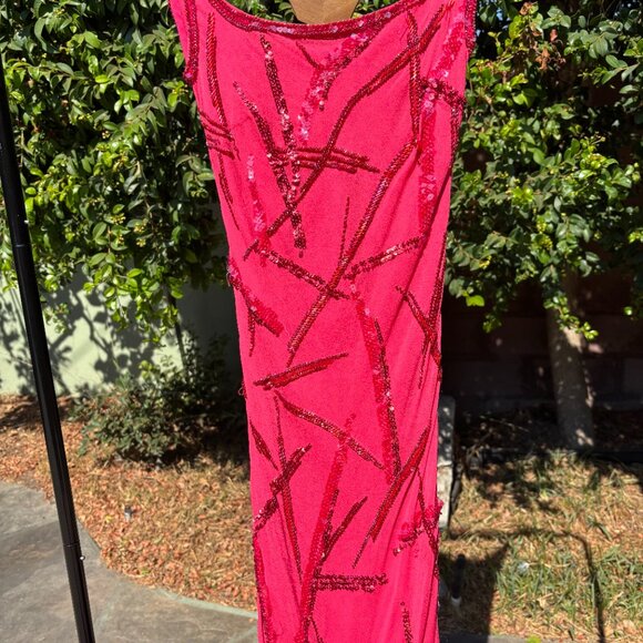 Mozhgan Haute Couture Beaded Pink Chiffon Gown Dubai Rare Luxe - Picture 4 of 13